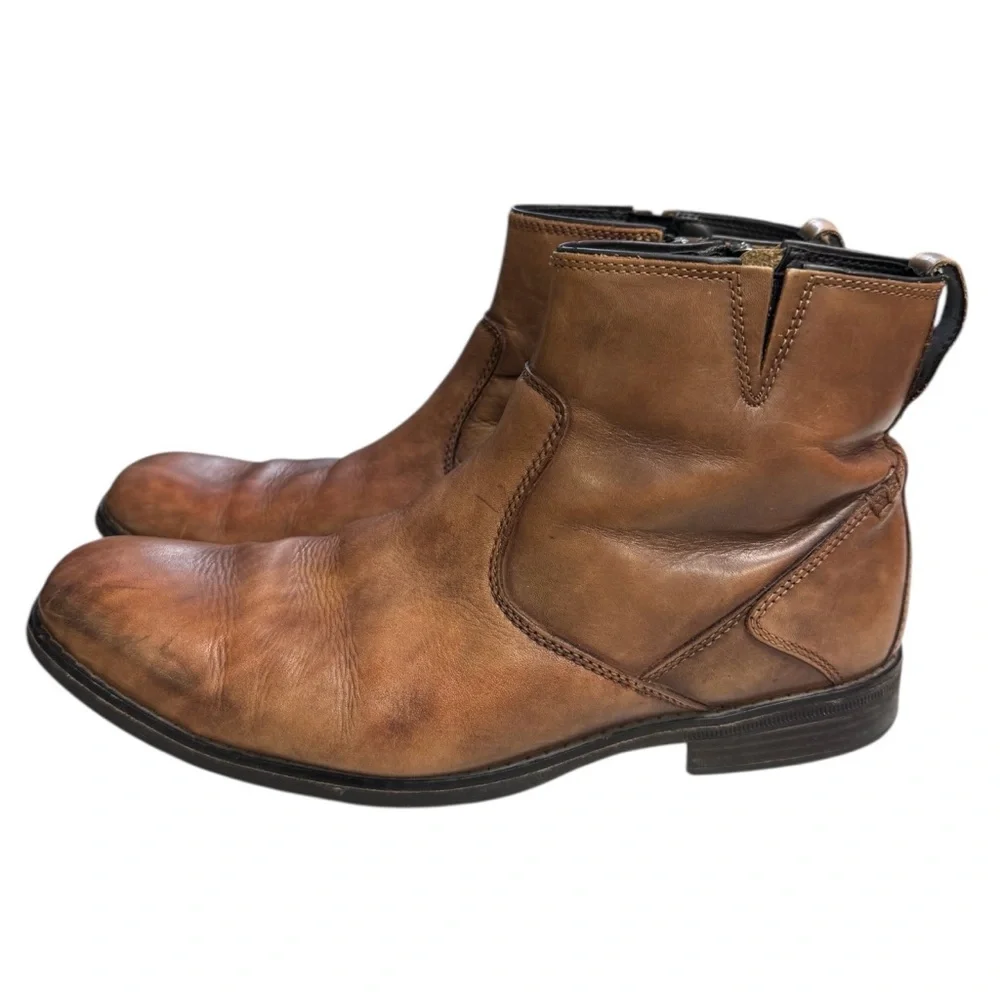 Rockport Men's Tan Chelsea Leather Ankle Boots Size 10